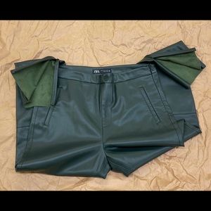 Zara High Rise Waist Faux Leather Leggings